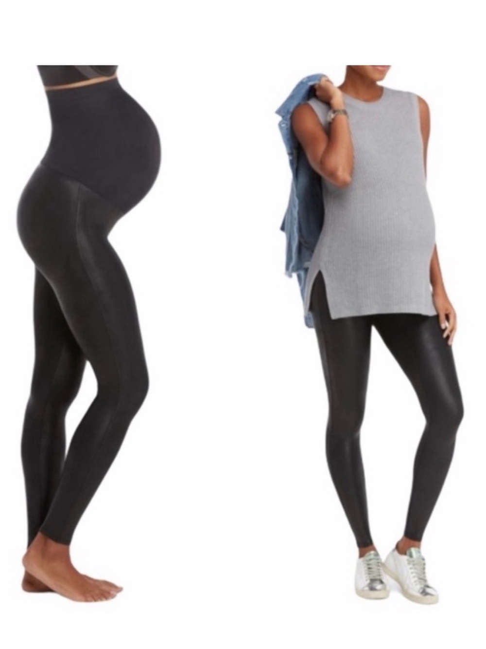 NWT SPANX Mama Maternity Black Faux Leather Leggings - Size XS